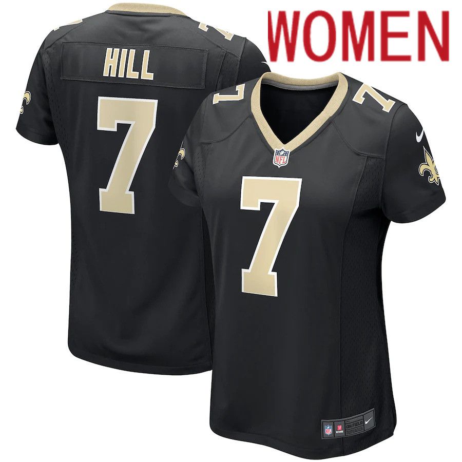 Cheap Women New Orleans Saints 7 Taysom Hill Nike Black Game Player NFL Jersey